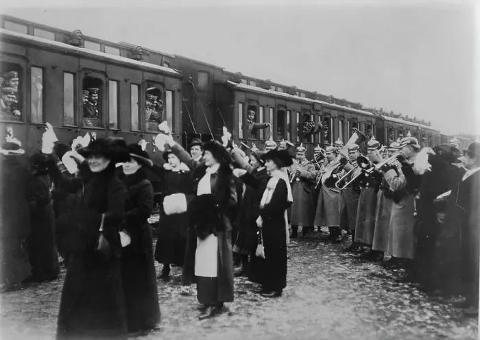 Framed Print : Departure of Landsturm, between c1914 and c1915. Creator: Bain News Service. Departure of Landsturm, between c1914 and c1915. Creator: Bain News Service Framed Print : Departure of Landsturm, between c1914 and c1915. Creator: Bain News Service. Departure of Landsturm, between c1914 and c1915. Creator: Bain News Service