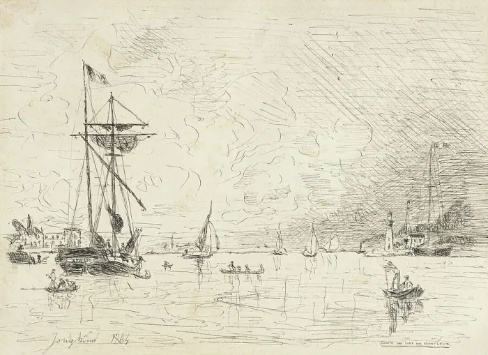 Framed Print : Departure from the Port of Honfleur, 1864. Creator: Johan Barthold Jongkind Framed Print : Departure from the Port of Honfleur, 1864. Creator: Johan Barthold Jongkind