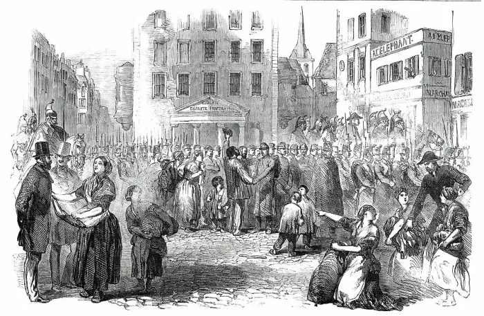 Framed Print : Departure of Prisoners from the Abbaye, at Paris, 1850. Creator: Unknown Framed Print : Departure of Prisoners from the Abbaye, at Paris, 1850. Creator: Unknown