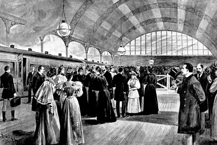 Framed Print : Departure of Queen Wilhelmina and the Queen Regent of the Netherlands:Victoria Station... 1895. Creator: George Meisenbach Framed Print : Departure of Queen Wilhelmina and the Queen Regent of the Netherlands:Victoria Station... 1895. Creator: George Meisenbach
