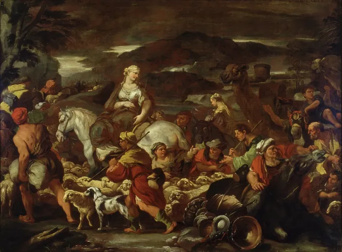 Framed Print : The Departure of Rebecca, Second Half of the 17th century. Creator: Giordano, Luca (1632-1705) Framed Print : The Departure of Rebecca, Second Half of the 17th century. Creator: Giordano, Luca (1632-1705)