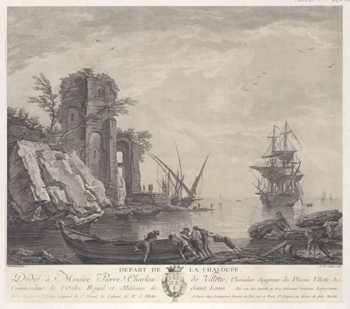 Framed Print : Departure of the Ship, ca. 1770. Creator: Anne Philiberte Coulet Framed Print : Departure of the Ship, ca. 1770. Creator: Anne Philiberte Coulet