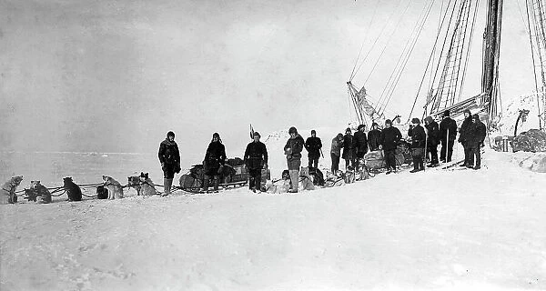 Departure on a Sled Expedition During the Time of Wintering, 1913. Creator: Nikolay Vasilyevich Pinegin