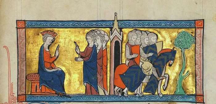 Framed Print : Departure of the Templars. From Chronique d'outremer, c. 1280. Creator: Anonymous Framed Print : Departure of the Templars. From Chronique d'outremer, c. 1280. Creator: Anonymous