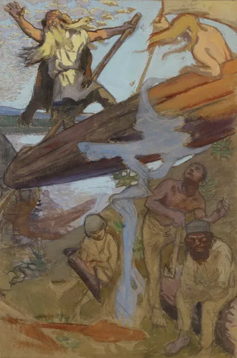 Framed Print : The Departure of Väinämöinen, 1893-1894. Creator: Akseli Gallen-Kallela Framed Print : The Departure of Väinämöinen, 1893-1894. Creator: Akseli Gallen-Kallela