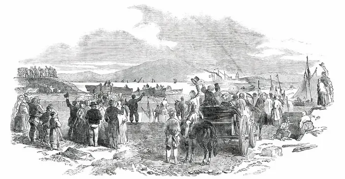 Framed Print : Departure of the Viceroy Steamer from the Dock Quay, Galway, 1850. Creator: Unknown. Departure of the Viceroy Steamer from the Dock Quay, Galway, 1850. Creator: Unknown Framed Print : Departure of the Viceroy Steamer from the Dock Quay, Galway, 1850. Creator: Unknown. Departure of the Viceroy Steamer from the Dock Quay, Galway, 1850. Creator: Unknown