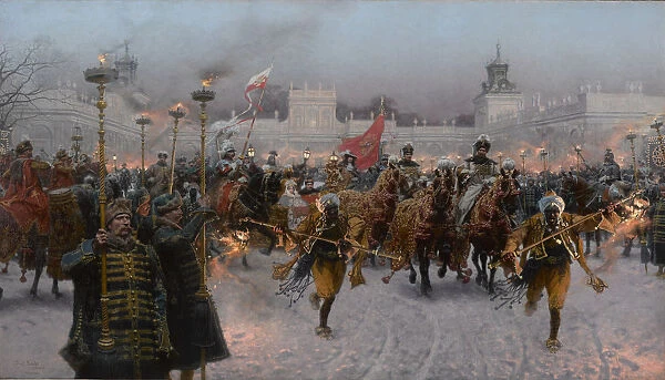 Departure from Wilanow of John III Sobieski and Marysienka, 1897. Creator: Brandt