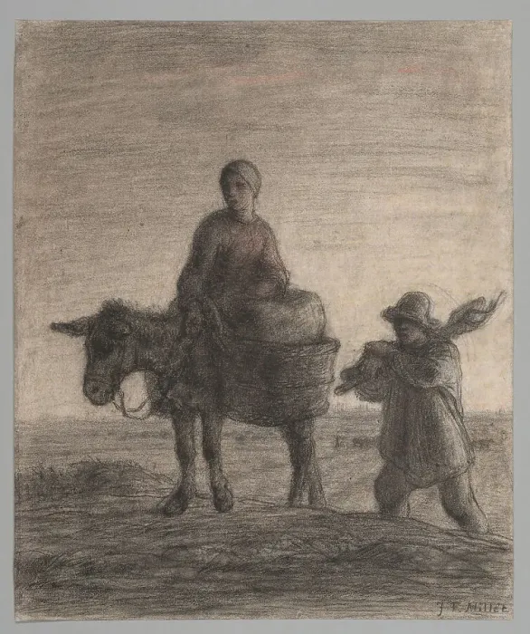 Framed Print : The Departure for Work, 1857. Creator: Jean Francois Millet Framed Print : The Departure for Work, 1857. Creator: Jean Francois Millet