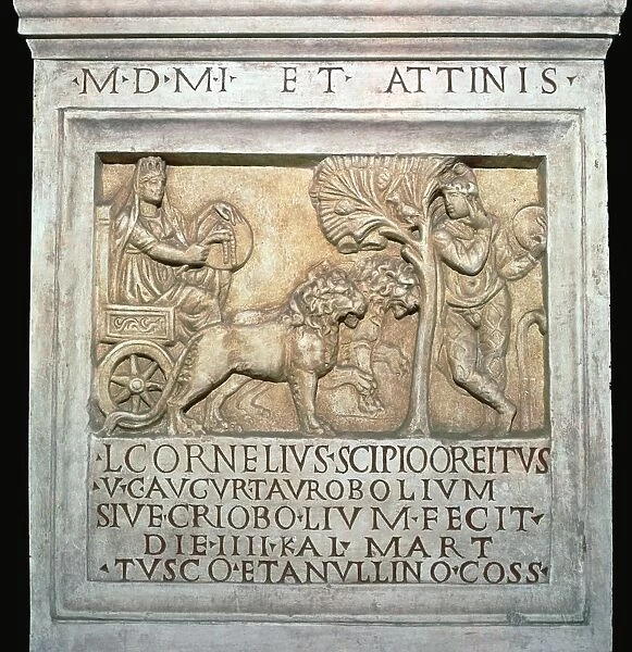 Depiction of Cybele on a Roman altar