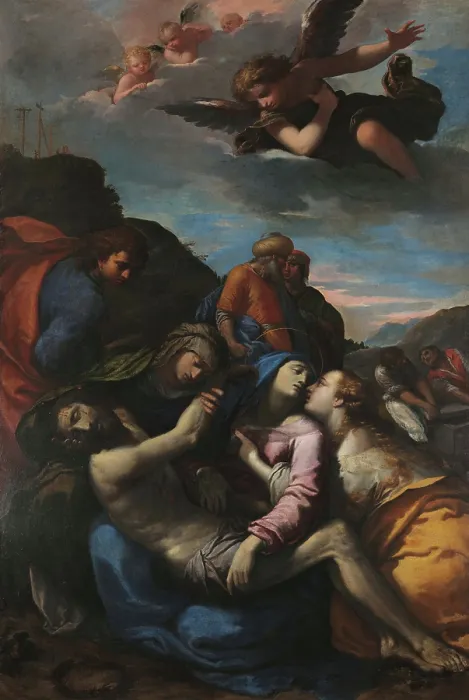 Framed Print : The Deposition, 1610s. Creator: Scarsellino (Scarsella), Ippolito (1551-1620) Framed Print : The Deposition, 1610s. Creator: Scarsellino (Scarsella), Ippolito (1551-1620)