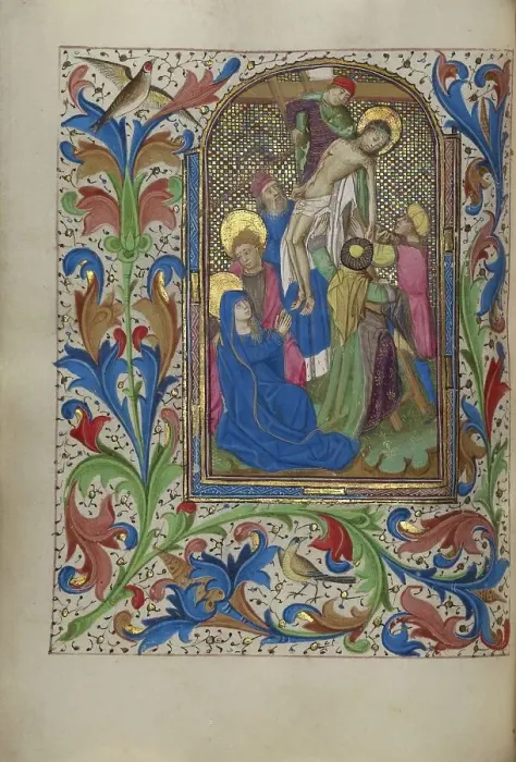 Framed Print : The Deposition; Book of Hours, about 1450-1455. Creator: Master of the Lee Hours Framed Print : The Deposition; Book of Hours, about 1450-1455. Creator: Master of the Lee Hours
