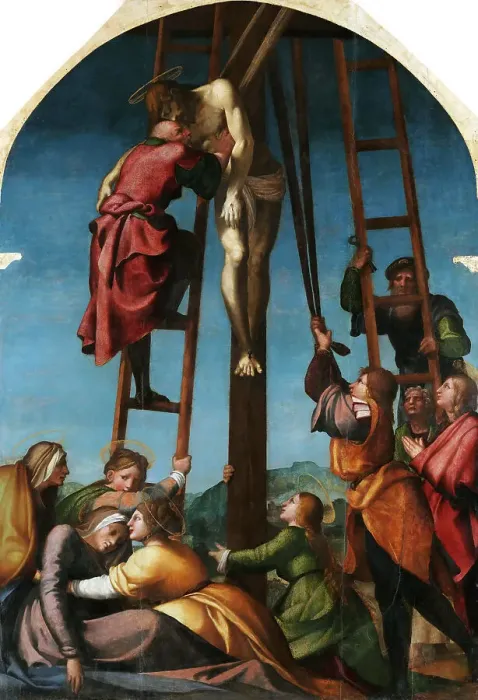 Framed Print : The Deposition, c. 1520. Creator: Sabatini, Andrea (1480-1545) Framed Print : The Deposition, c. 1520. Creator: Sabatini, Andrea (1480-1545)