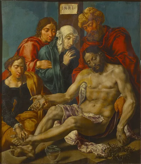 Framed Print : The Deposition. Creator: Heemskerck, Maarten Jacobsz, van (1498-1574) Framed Print : The Deposition. Creator: Heemskerck, Maarten Jacobsz, van (1498-1574)
