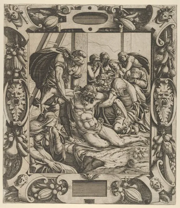 Framed Print : Deposition of the Cross, ca. 1544. Creator: Jean Mignon