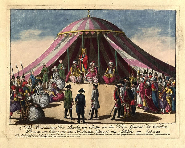 The deposition of the Pasha of Khotyn by the Prince Josias of Saxe-Coburg and General