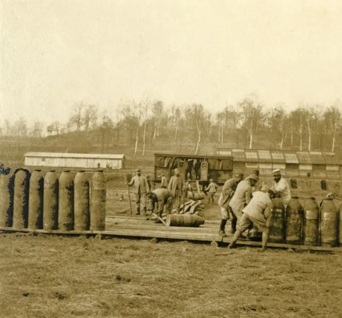 Framed Print : Depot for large shells, c1914-c1918 Framed Print : Depot for large shells, c1914-c1918