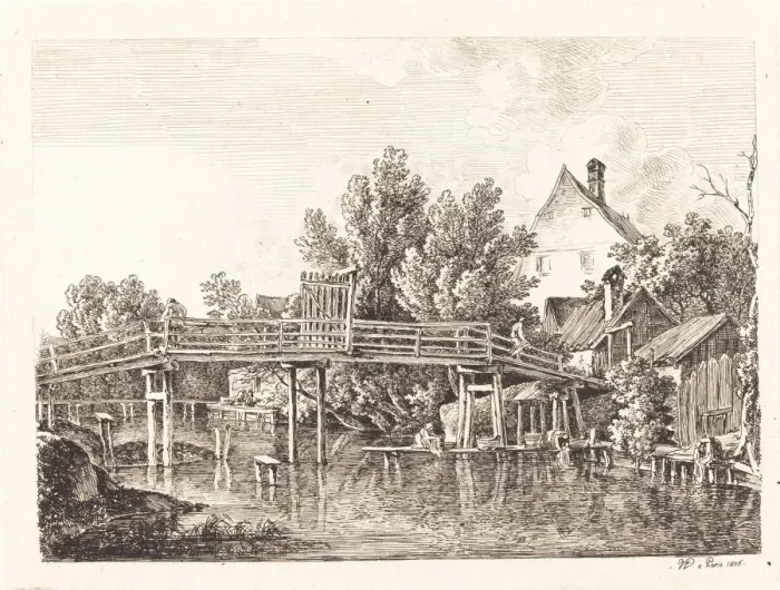 Framed Print : Der kleine Isarsteg, 1806. Creator: Johann Georg von Dillis Framed Print : Der kleine Isarsteg, 1806. Creator: Johann Georg von Dillis