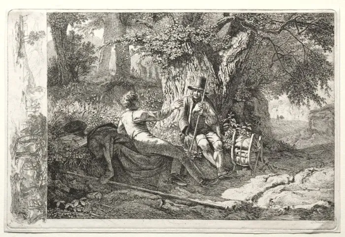 Framed Print : Der mit seinem Fuhrer rastende Kunstler. Creator: Johann Christoph Erhard (German, 1795-1822) Framed Print : Der mit seinem Fuhrer rastende Kunstler. Creator: Johann Christoph Erhard (German, 1795-1822)