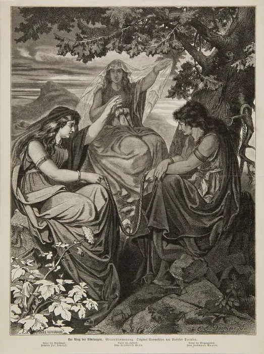Framed Print : Der Ring des Nibelungen. The Twilight of the Gods, End of 1870s-Early 1880s. Creator: Brend'amour, Richard (1831-1915) Framed Print : Der Ring des Nibelungen. The Twilight of the Gods, End of 1870s-Early 1880s. Creator: Brend'amour, Richard (1831-1915)