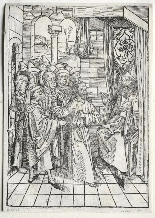 Framed Print : Der Schatzbehalter: Christ before Caiaphas (verso), 1491. Creator: Michael Wolgemut (German Framed Print : Der Schatzbehalter: Christ before Caiaphas (verso), 1491. Creator: Michael Wolgemut (German