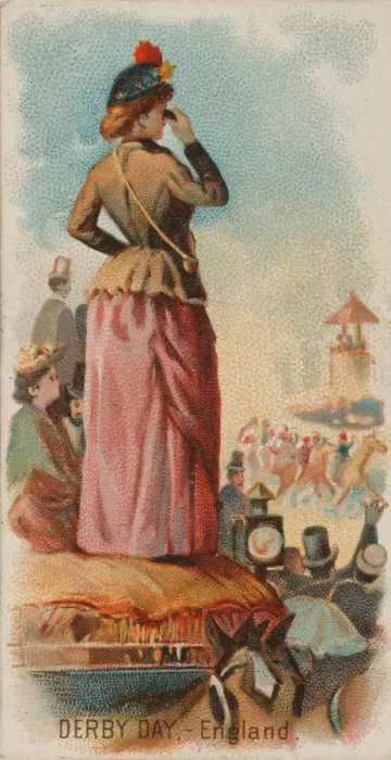 Framed Print : Derby Day, England, from the Holidays series (N80) for Duke brand cigarettes, 1890. 1890 Framed Print : Derby Day, England, from the Holidays series (N80) for Duke brand cigarettes, 1890. 1890