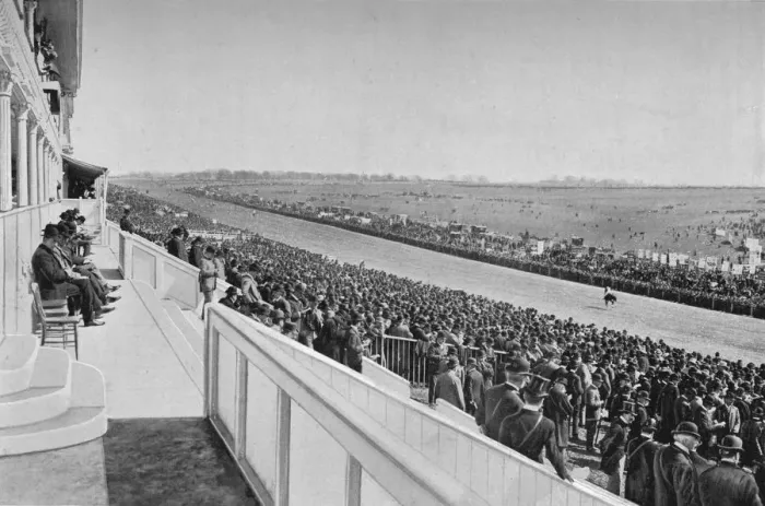 Framed Print : The Derby: View Down The Course, c1903, (1903). Artist: WA Rouch Framed Print : The Derby: View Down The Course, c1903, (1903). Artist: WA Rouch
