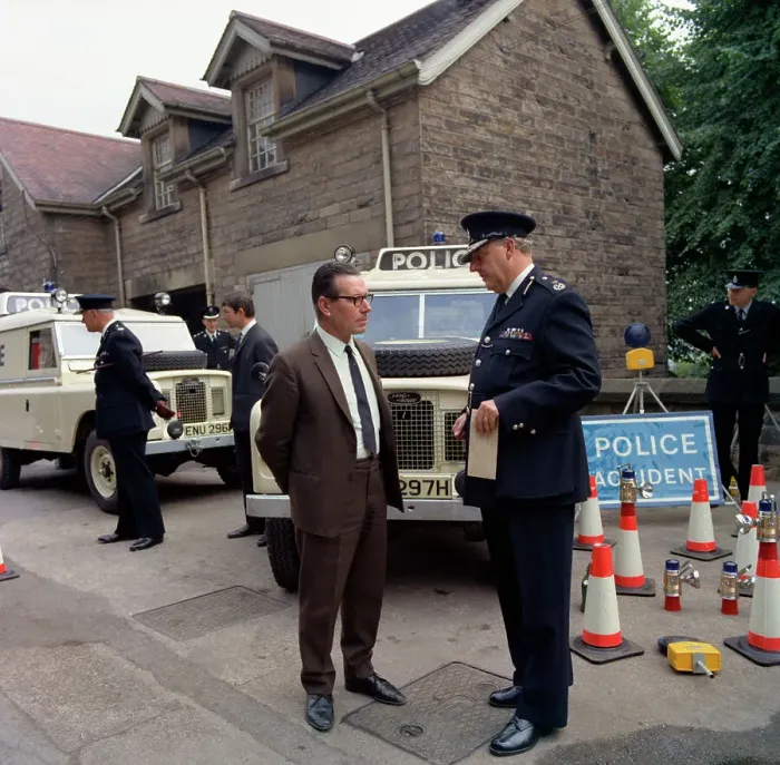 Framed Print : Derbyshire Police Commissioner taking delivery of two new Land Rovers, Matlock, Derbyshire, 1969 Framed Print : Derbyshire Police Commissioner taking delivery of two new Land Rovers, Matlock, Derbyshire, 1969