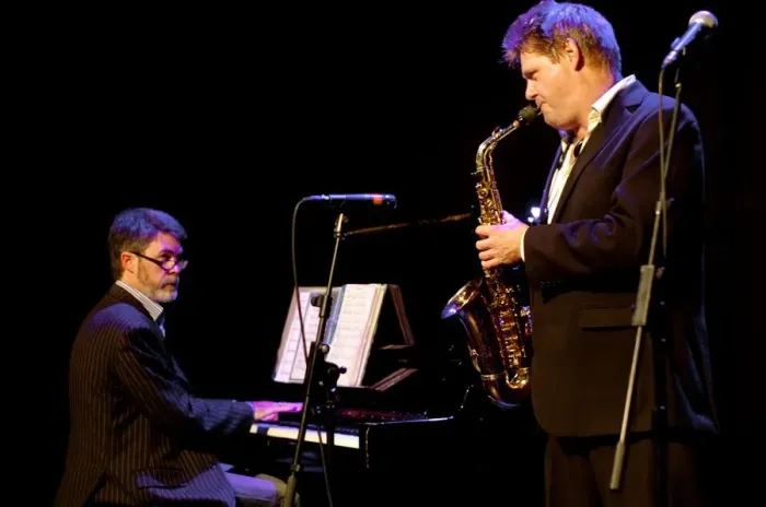 Framed Print : Derek Nash and Dave Newton, Studio Jazz, The Hawth Theatre, Crawley, West Sussex, 2012 Framed Print : Derek Nash and Dave Newton, Studio Jazz, The Hawth Theatre, Crawley, West Sussex, 2012