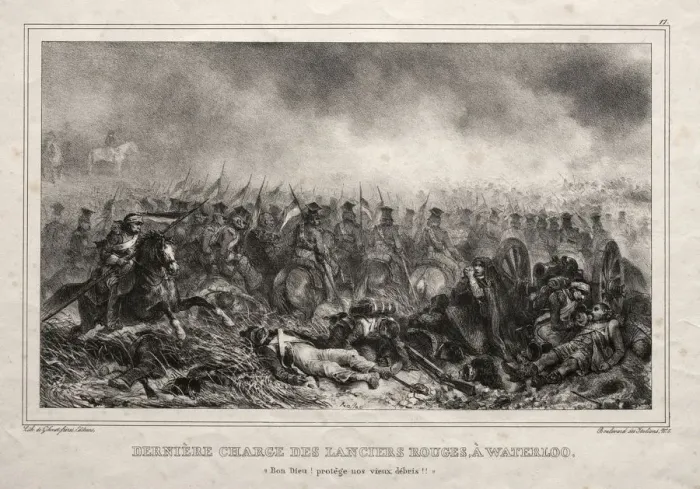 Framed Print : Derniere Charge des Lanciers Rouges a Waterloo. Creator: Auguste Raffet (French Framed Print : Derniere Charge des Lanciers Rouges a Waterloo. Creator: Auguste Raffet (French