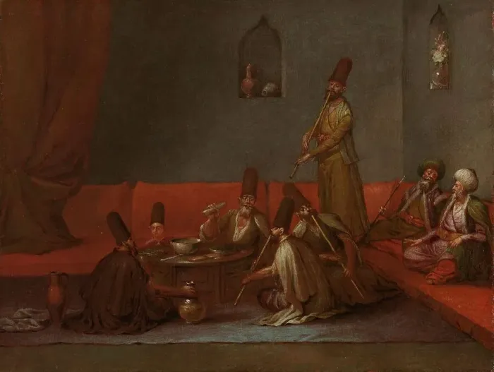 Framed Print : Dervishes Sharing a Meal, c.1720-c.1737. Creator: Jean Baptiste Vanmour Framed Print : Dervishes Sharing a Meal, c.1720-c.1737. Creator: Jean Baptiste Vanmour