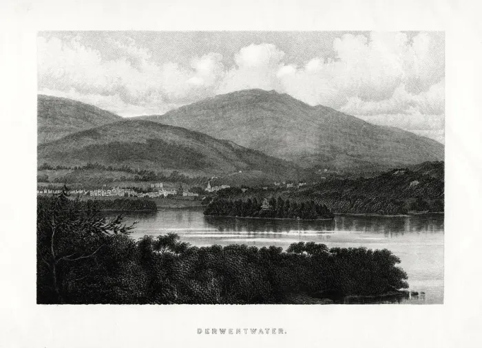 Framed Print : Derwentwater, Lake District, Cumbria, 1896 Framed Print : Derwentwater, Lake District, Cumbria, 1896