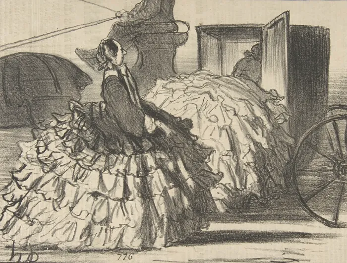 Framed Print : Des dames d'un demi-monde, mais n'ayant pas de demi-jupes, 1855. Creator: Honore Daumier. Des dames d'un demi-monde, mais n'ayant pas de demi-jupes, 1855 Framed Print : Des dames d'un demi-monde, mais n'ayant pas de demi-jupes, 1855. Creator: Honore Daumier. Des dames d'un demi-monde, mais n'ayant pas de demi-jupes, 1855
