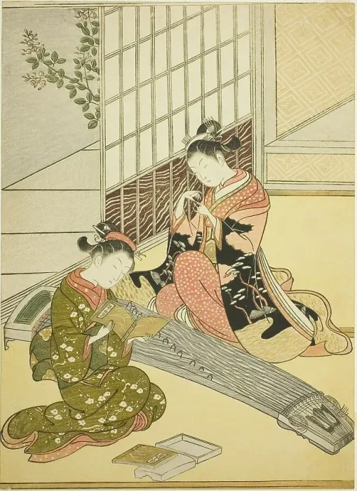 Framed Print : Descending Geese of the Koto Bridges (Kotoji no rakugan), from the series Eight Views... c. 1766. Creator: Suzuki Harunobu. Descending Geese of the Koto Bridges (Kotoji no rakugan), from the series Eight Views... c. 1766 Framed Print : Descending Geese of the Koto Bridges (Kotoji no rakugan), from the series Eight Views... c. 1766. Creator: Suzuki Harunobu. Descending Geese of the Koto Bridges (Kotoji no rakugan), from the series Eight Views... c. 1766