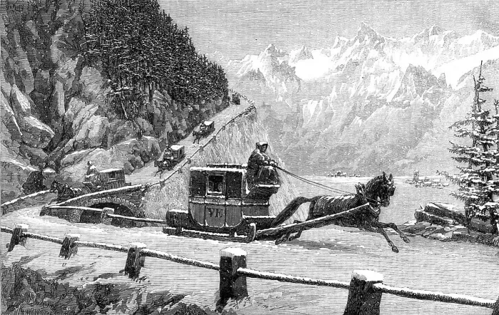 Framed Print : Descending Mont Cenis in Winter, 1864. Creator: Unknown Framed Print : Descending Mont Cenis in Winter, 1864. Creator: Unknown