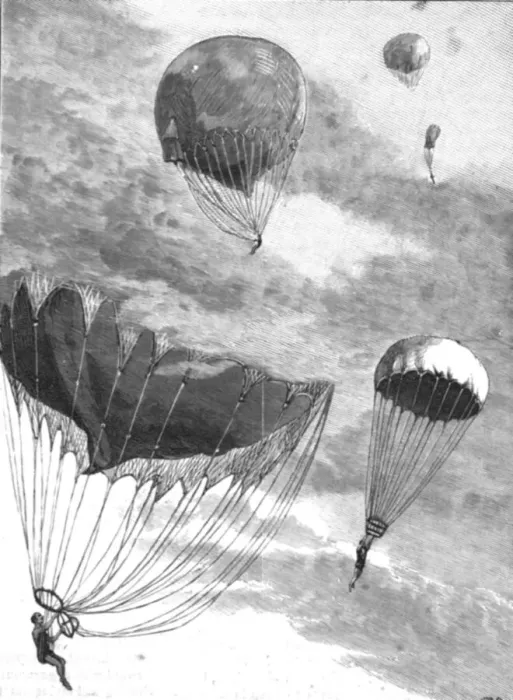 Framed Print : The Descent from a Balloon at the Alexandra Palace, 1888. Creator: Unknown Framed Print : The Descent from a Balloon at the Alexandra Palace, 1888. Creator: Unknown