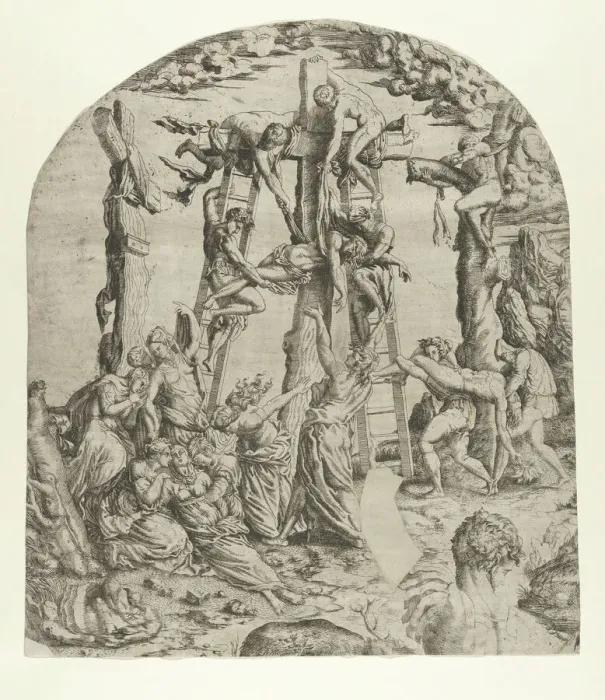 Framed Print : Descent from the Cross, 1543. Creator: Master IQV Framed Print : Descent from the Cross, 1543. Creator: Master IQV