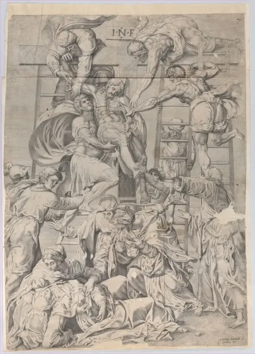 Framed Print : The Descent from the Cross, 1550-1600. Creator: Giovanni Battista Cavalieri Framed Print : The Descent from the Cross, 1550-1600. Creator: Giovanni Battista Cavalieri