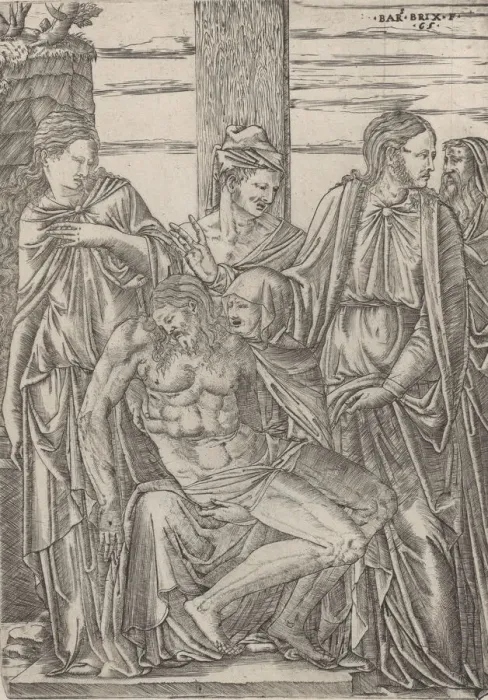 Framed Print : The descent from the cross, 1565. Creator: Bartolommeo da Brescia Framed Print : The descent from the cross, 1565. Creator: Bartolommeo da Brescia