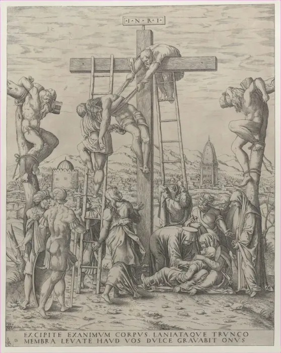 Framed Print : The Descent from the Cross, 1570. Creator: Mario Cartaro Framed Print : The Descent from the Cross, 1570. Creator: Mario Cartaro