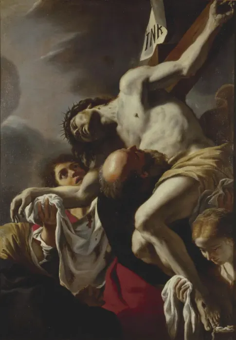 Framed Print : The Descent from the Cross, 1680s. Creator: Preti, Mattia (1613-1699) Framed Print : The Descent from the Cross, 1680s. Creator: Preti, Mattia (1613-1699)