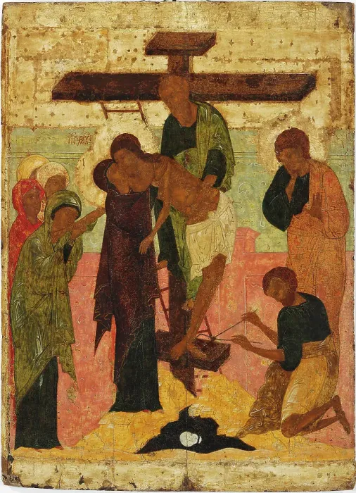 Framed Print : The Descent from the Cross, 16th century. Creator: Russian icon