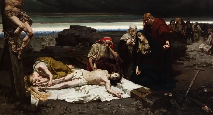 Framed Print : Descent from the Cross, 1887. Creator: Jozef Unierzyski Framed Print : Descent from the Cross, 1887. Creator: Jozef Unierzyski
