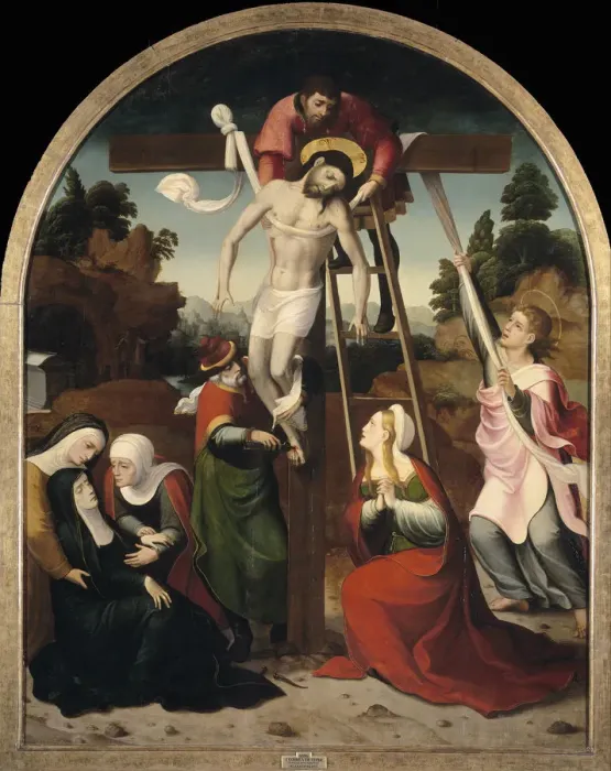Framed Print : The Descent from the Cross. Artist: Correa de Vivar, Juan (c. 1510-1566) Framed Print : The Descent from the Cross. Artist: Correa de Vivar, Juan (c. 1510-1566)