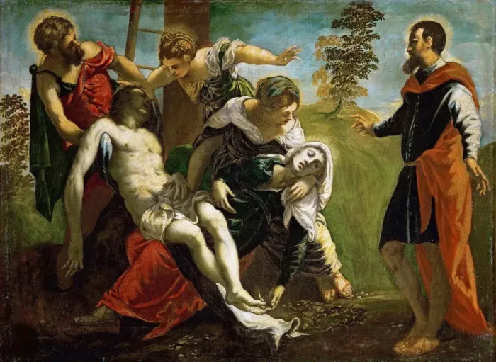 Framed Print : The Descent from the Cross, c. 1548. Creator: Tintoretto, Jacopo (1518-1594) Framed Print : The Descent from the Cross, c. 1548. Creator: Tintoretto, Jacopo (1518-1594)