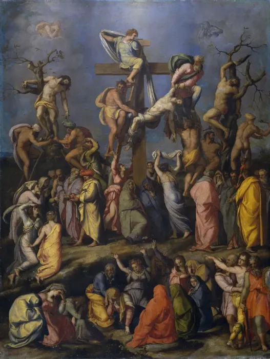 Framed Print : The Descent from the Cross, c. 1560. Artist: Allori, Alessandro (1535-1607) Framed Print : The Descent from the Cross, c. 1560. Artist: Allori, Alessandro (1535-1607)