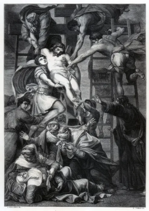 Framed Print : Descent from the Cross, c1545 (1870). Artist: E Thomas Framed Print : Descent from the Cross, c1545 (1870). Artist: E Thomas