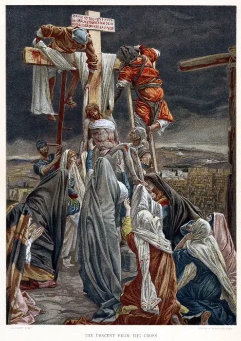 Framed Print : The Descent from the Cross, c1890. Artist: James Tissot Framed Print : The Descent from the Cross, c1890. Artist: James Tissot