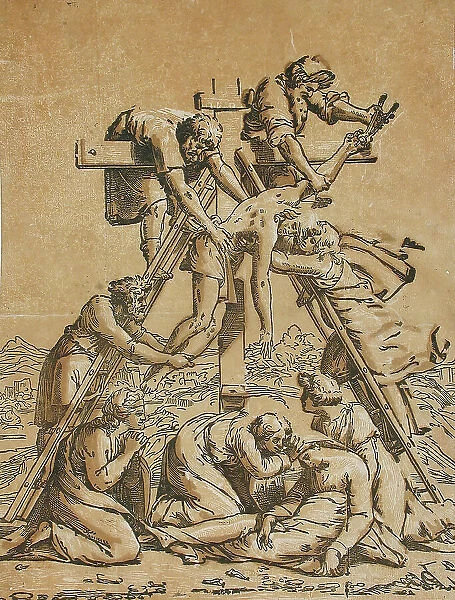 Descent from the Cross, between circa 1520 and circa 1527. Creators: Ugo da Carpi, Raphael
