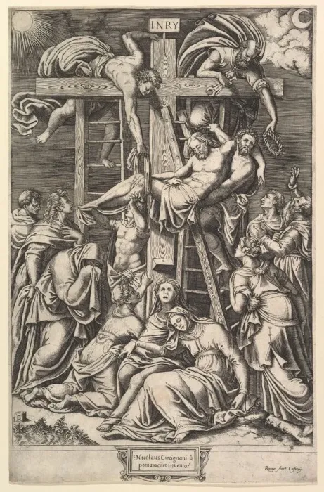 Framed Print : The Descent from the Cross. Creator: Master of the Die Framed Print : The Descent from the Cross. Creator: Master of the Die