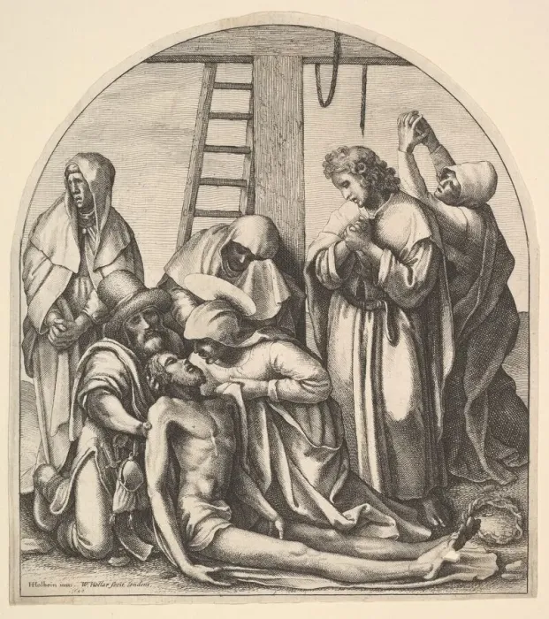 Framed Print : Descent from the cross, after Holbein, 1640. Creator: Wenceslaus Hollar Framed Print : Descent from the cross, after Holbein, 1640. Creator: Wenceslaus Hollar